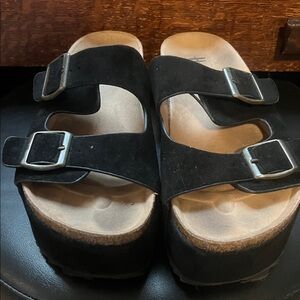 Hey Girl Platform Black Suede Women's Sandals